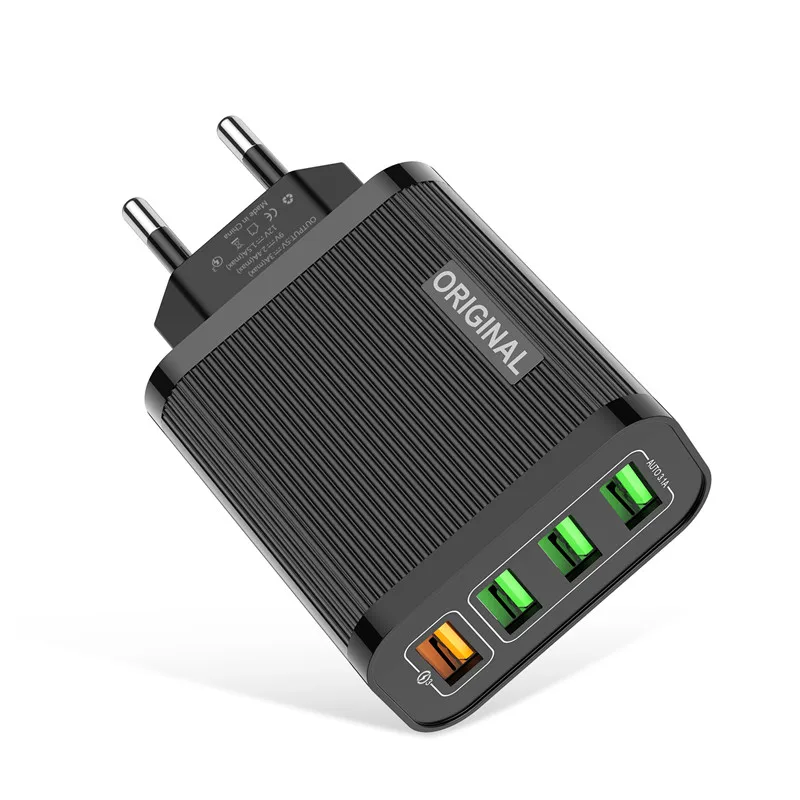 Lovebay Quick Charge 3,0 зарядное устройство для телефона 4 порта USB QC 3,0 быстрое зарядное устройство для iPhone 11 Xr Xiaomi huawei настенное зарядное устройство адаптер - Тип штекера: Black