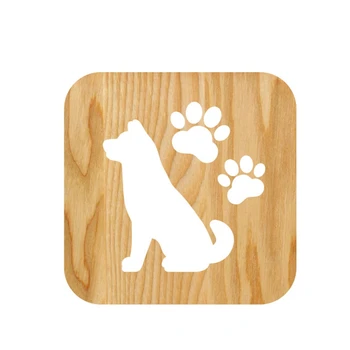 

Wooden Dog Animal Night Light Moon Star 3D LED Light USB Powered Table Lamp Baby Christmas New Year Gift