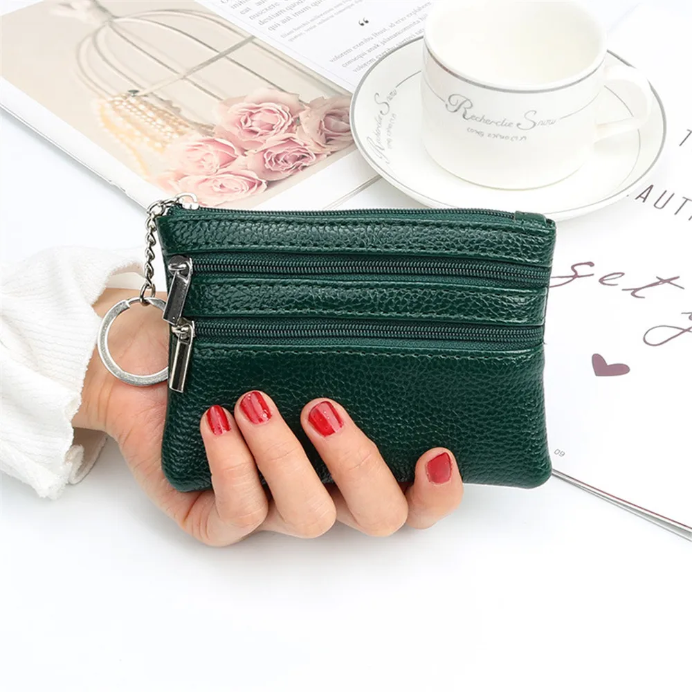 Fashion Women Mini Wallet Ladies Double Zipper Coin Purse Card Holder Multifunctional Small Coin Credit Card Key Ring Wallet New