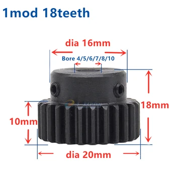 

3pcs Spur gear finishing gear 1 mod 18 teeth 1M18T Bore 4/5/6/7/8/10mm motor accessory drive robot race transmission RC car