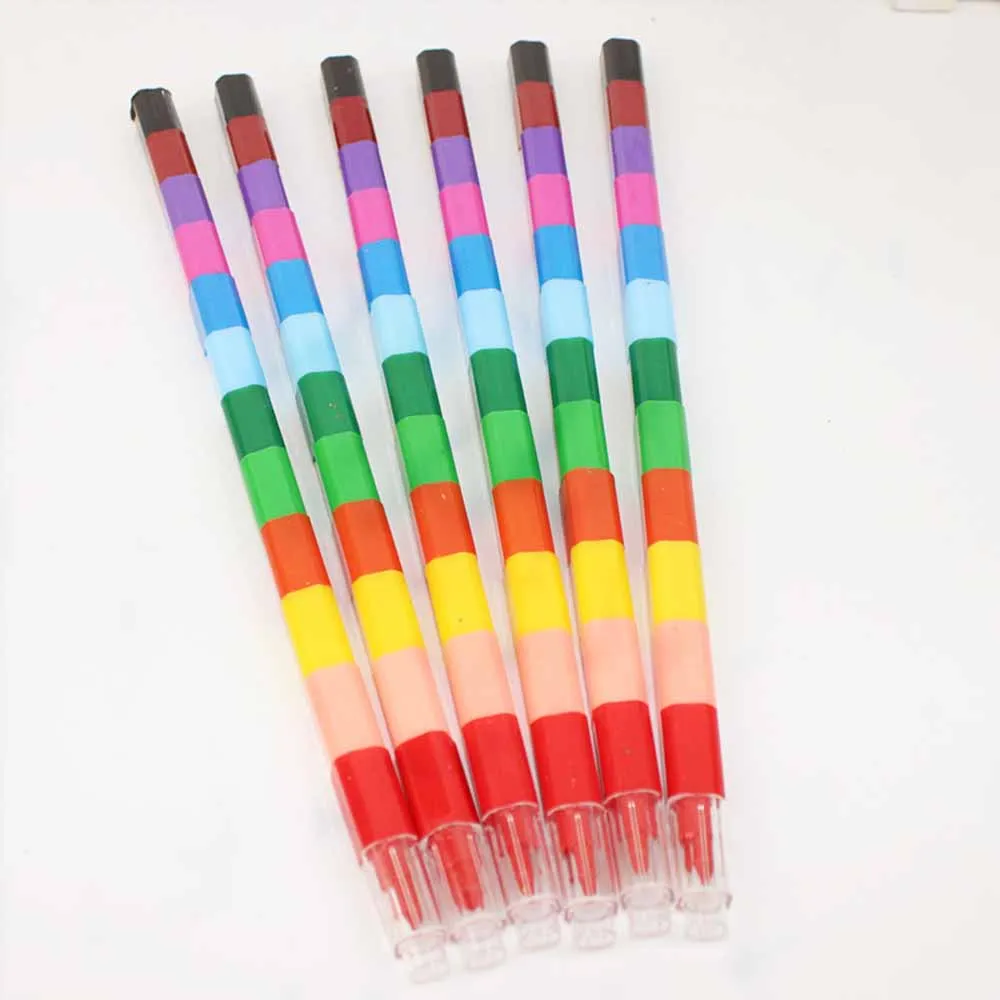 Children Painting Supplies 6 Pcs/lot Crayon Creative Building Blocks Crayon Cute Kawaii Graffiti Pens For Painting Korean Stationery Student for kids