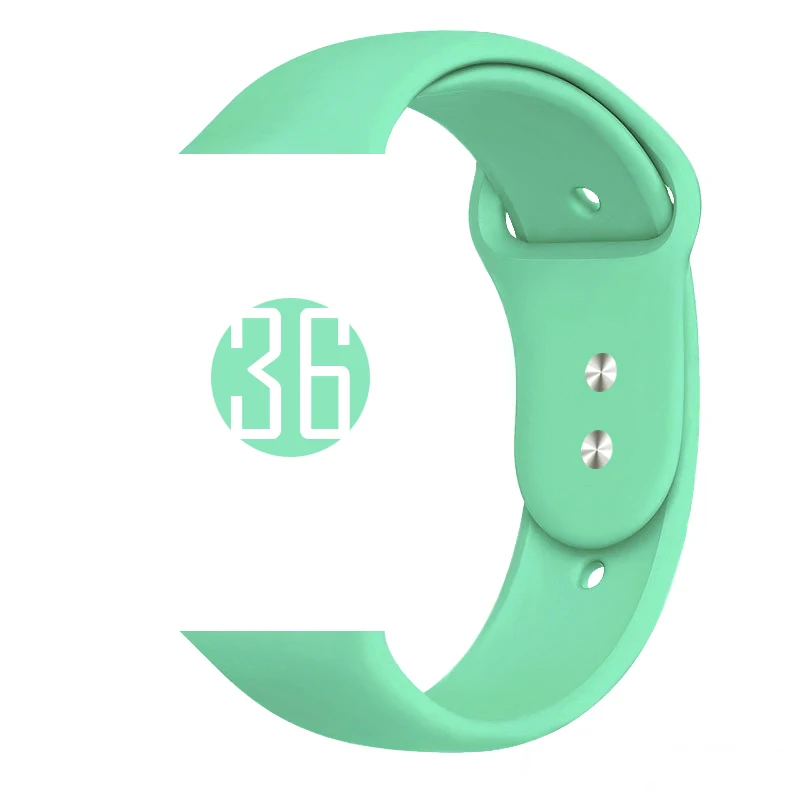 Цветной мягкий силиконовый спортивный ремешок для Apple Watch Series 5 4 3 2 1 38 мм 42 мм резиновый ремешок для часов iWatch 5 4 40 мм 44 мм - Цвет ремешка: 36 Spearmint