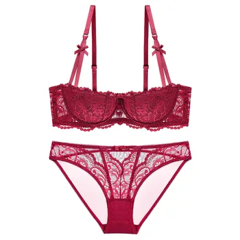 

Women's Bra Sets Thin 1/2 Half Cup Sexy Lace Large Underwear Push Up Panty Lingerie Cute Fashion