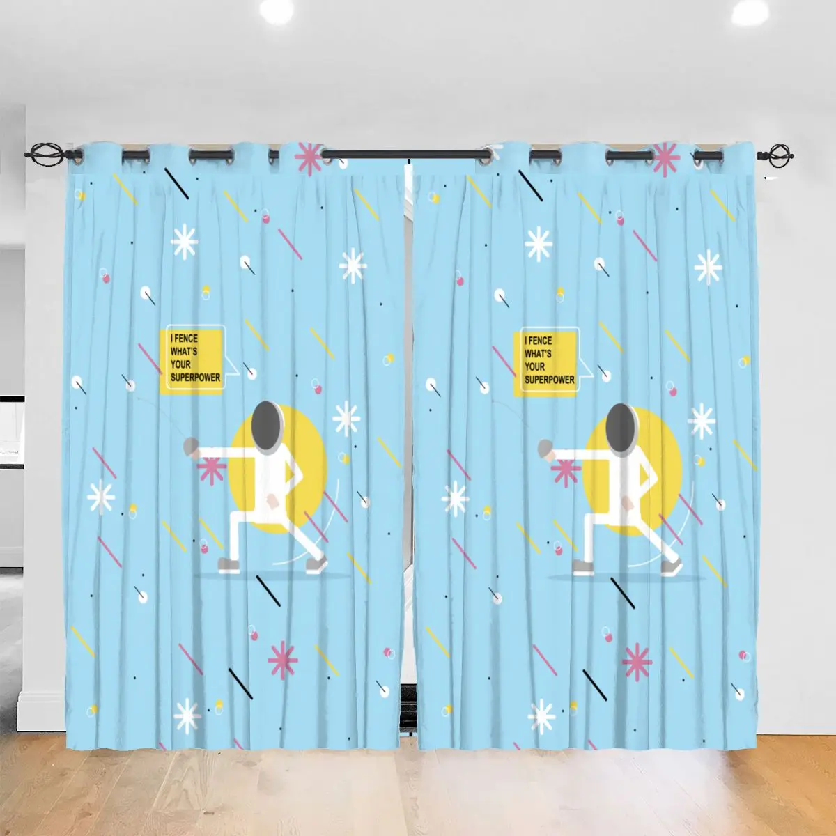 

Living Room Sun Block Curtain Fencing I Fence What's Your Super Power Light Shading Bedroom Blackout Window Curtains 52x72In