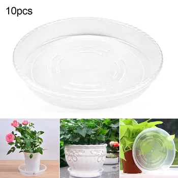 

10Pcs Plastic Flower Pot Drip Trays Clear Round Shape Creative Saucers Decor