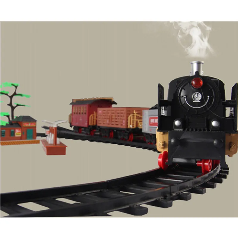 High Simulation Smoking Steam Spray 2.4G RC Steam Train Model With Sound Light Driving 666CM Track DIY Assembly Chimney Railway 3