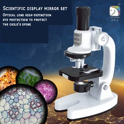 Microscopio para niños, para estudiantes de escuela primaria y secundaria, experimento 1200 veces, juego óptico de escritorio para el hogar de alta definición