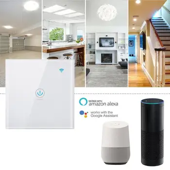 

Tuya Touch Switch Panel EU Standard 1/2/3 Gang Home Voice Remote Control Smart WIFI Wall Switch for Google Amazon Alexa IFTTT