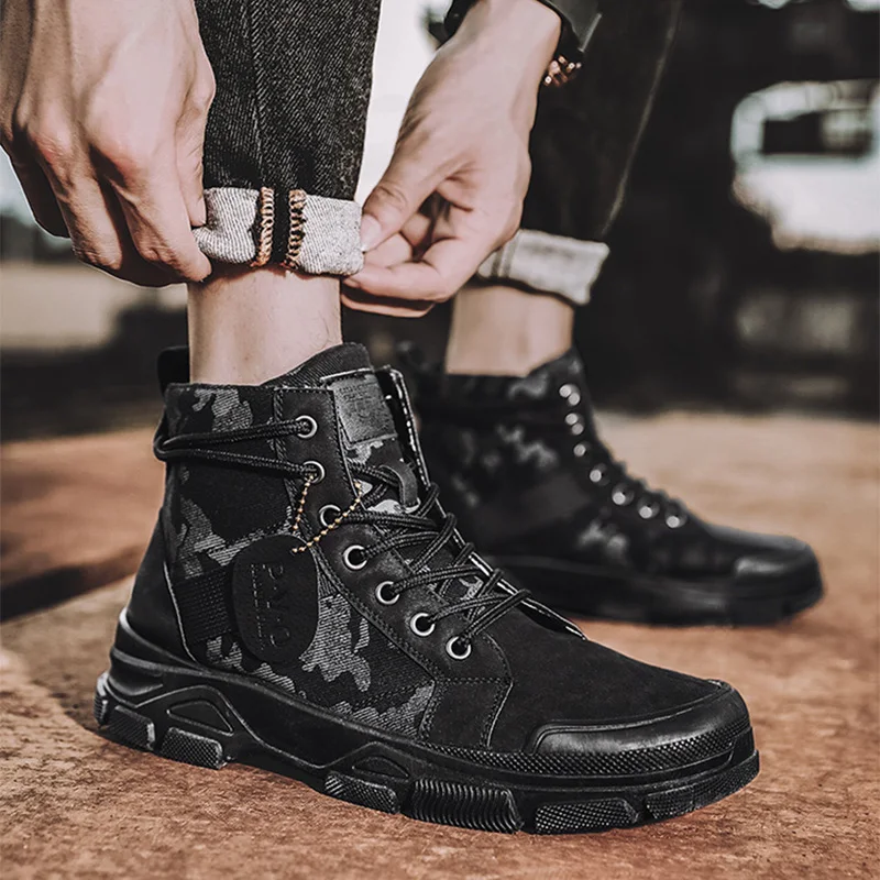 New Autumn Men Ankle Boots Fashion High 