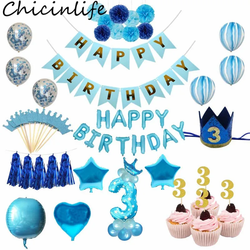 Праздничный Декор Chicinlife для мальчиков и девочек на 3 дня рождения голубой розовый