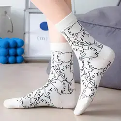 Women's Socks Japan Harajuku style Kawaii Cartoon Cat Creative Korea Fashion Comfortable Breathable Solid Color Sock 2022 Trend