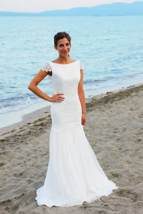 vestido de noiva robe de soiree Bohemian Beach Lace Silk bridal Gown sexy backless cheap long bridesmaid dresses