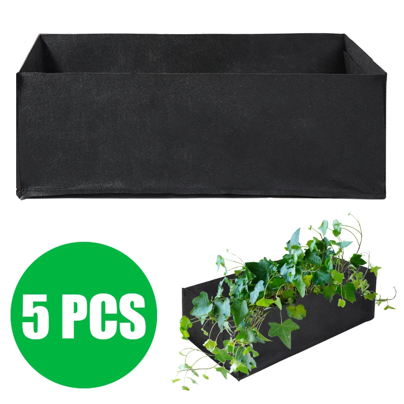 1Set Non-toxin Durable 60 x 30 x 21cm Fabric Reusable Garden Plant Bags For Vegetable Tomato Potato Carrot Grow Bags 5 pcs