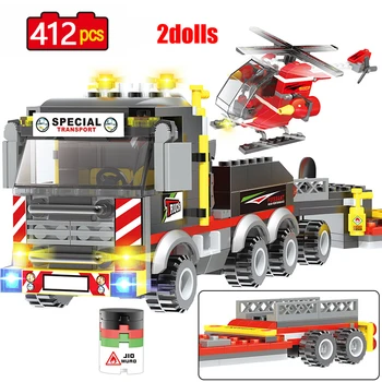 

411pcs City Helicopter Heavy Cargo Transport friends Build Blocks Compatible Truck Car Bricks Toys for Children