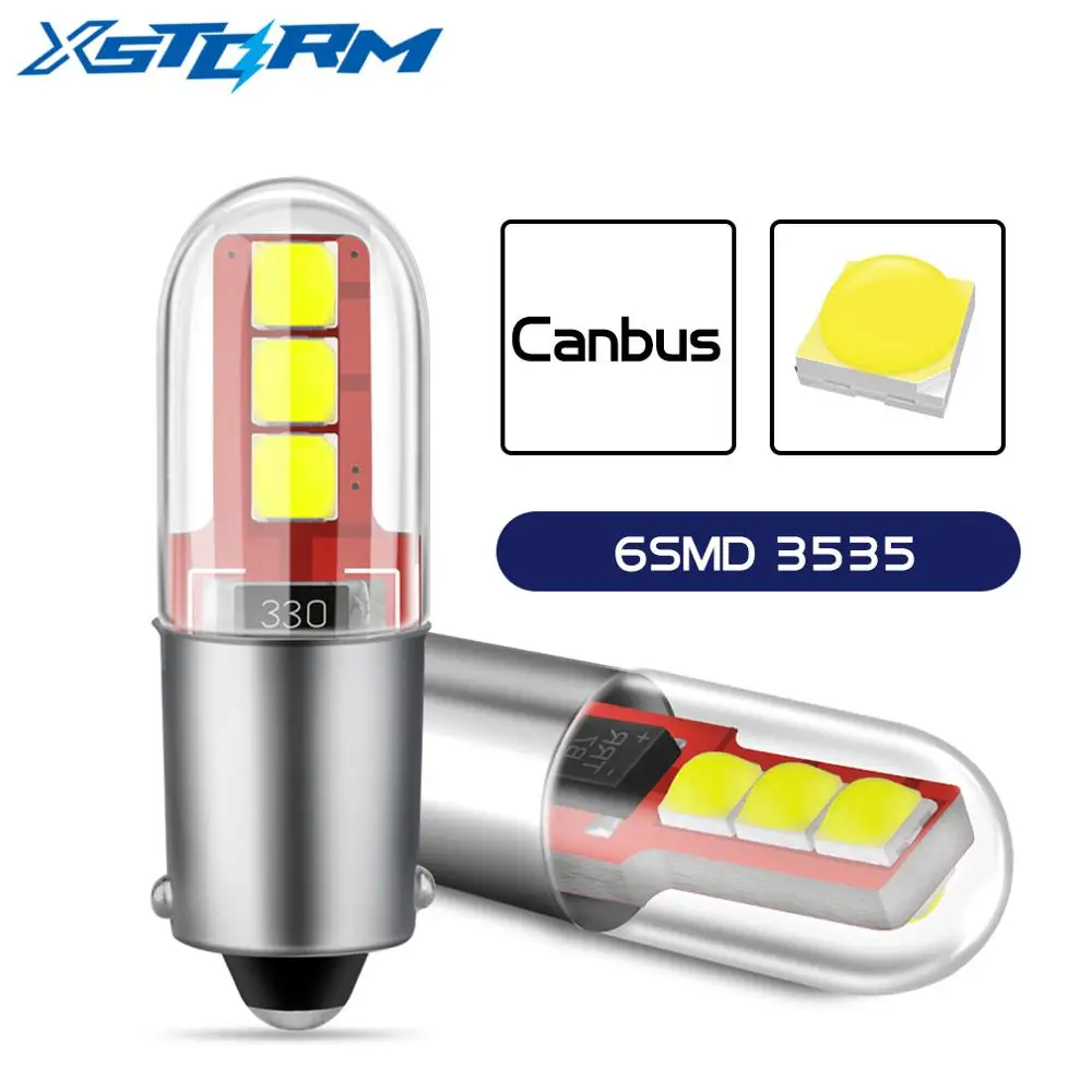 2Pcs BA9S LED BAX9S H21W BAY9s T10 W5W LED Bulbs H6W T4W Car Interior Reading Dome Light Auto Door Lamp 12V 6000K