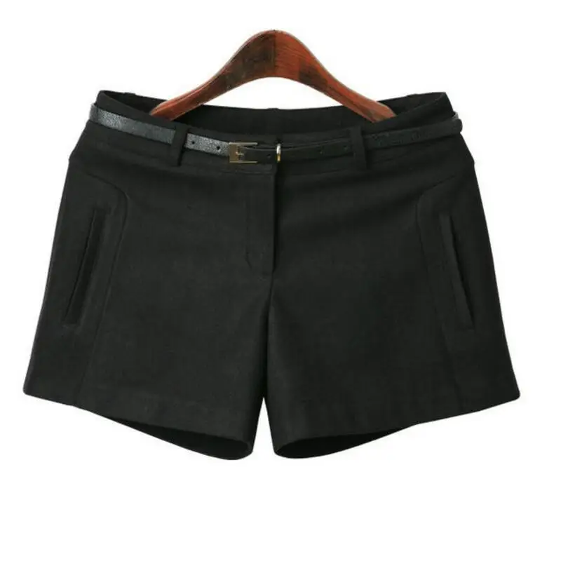 

2019 Women Winter Shorts Female High Waist Solid Color Casual Woolen Shorts Womens Plus Size Straight Shorts Size S - 5XL S428