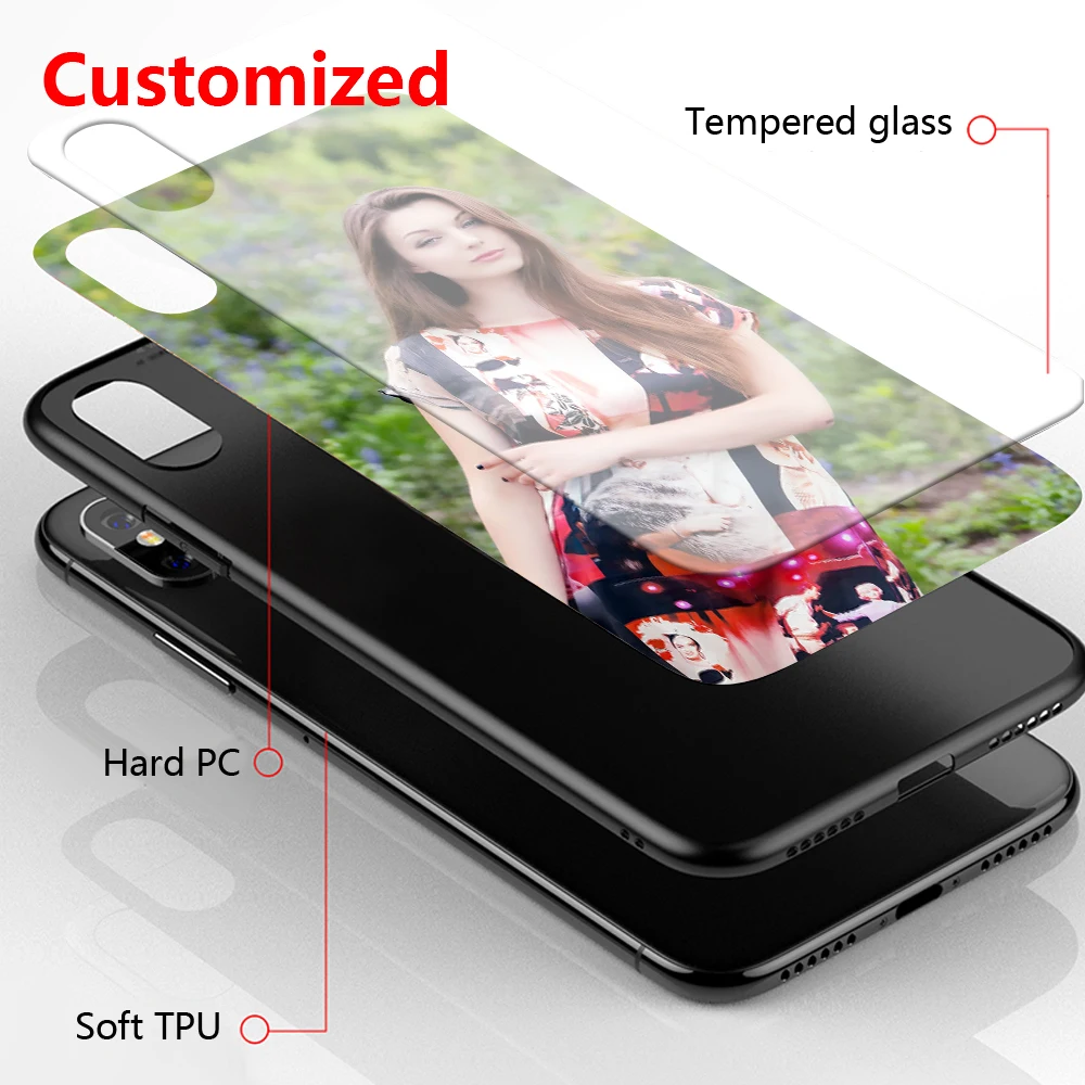 

Customized Glass Phone Case For iphone 11 Pro MAX XR XS 6 7 8 Plus X DIY For Samsung Galaxy S8 9 10 Plus note 8 9 10 Plus Huawei