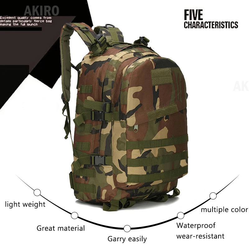 

Pabaobao 40L Outdoor Waterproof Backpack Military Tactical Assault Bag Hiking Camping Daypack Hunting Trekking Rucksack