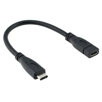 

USB 3.1 Type C Male to Female Data Transfer Extension Power Cable Black 50cm