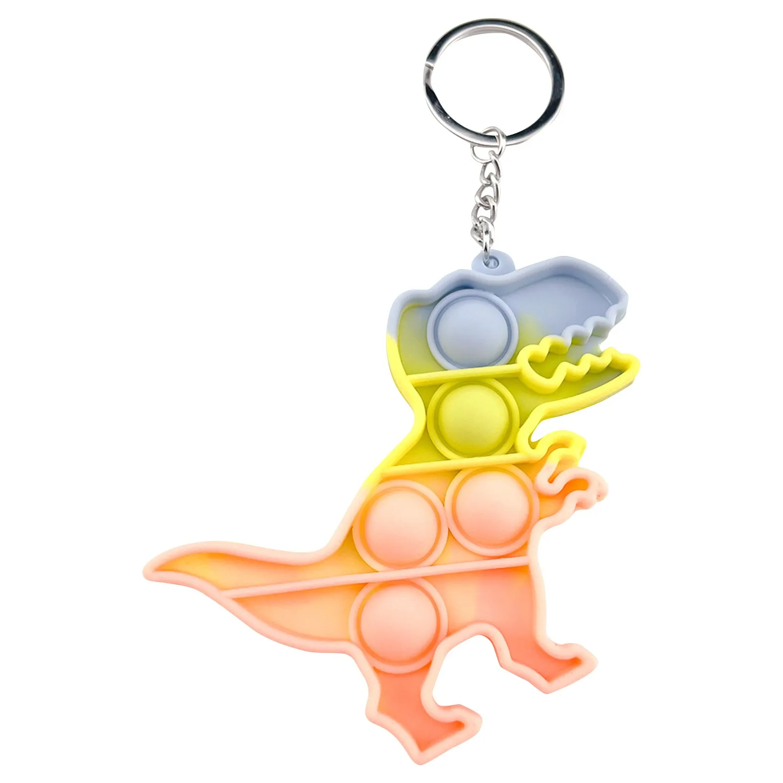Push Pops Mini Keychain Dinosaur Fidget Toy For Autism Adhd Anxiety Anti Stress Relief Sensory Push Its Bubble Rainbow Toys squeezy toys Squeeze Toys