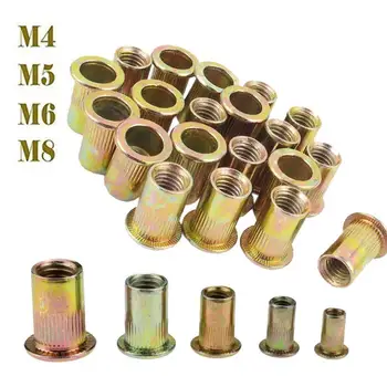 

100Pcs/Pack Carbon Steel Fastener Nuts Mixed Zinc Plated Carbon Steel Rivet Nut Threaded Insert Nutsert Nuts Home Improvement