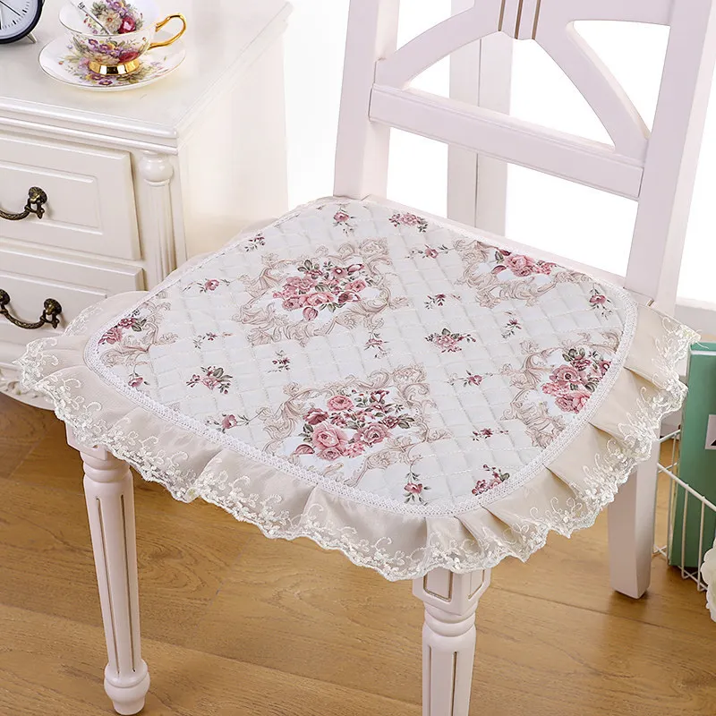Small rose card Европейский стиль роскошный стул для столовой ткань подушки для сидения на стул подушка коврик с кружевной вышивкой летняя тонкая декоративная подушка для дома - Цвет: Small rose card