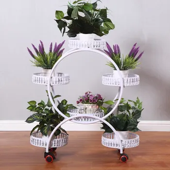 

flower stand metal shelf multilayer indoor mobile balcony The sitting room Flowerpot wearing Save space Fall to the ground