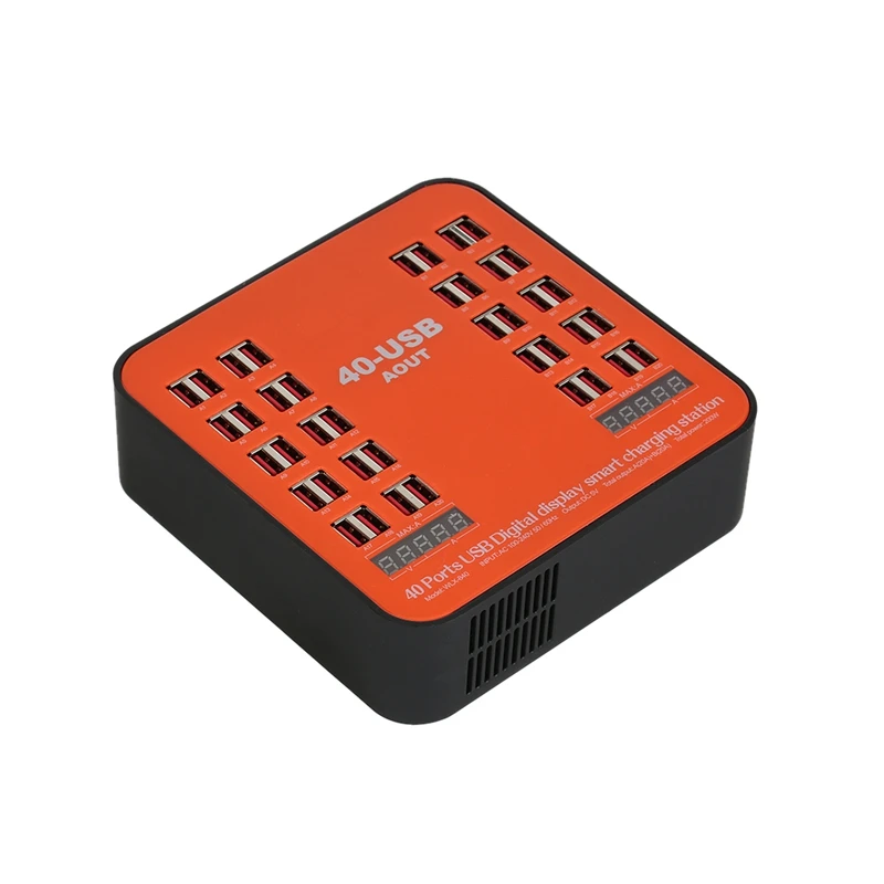 WLX-840 USB Зарядное устройство 200W 40-Порты и разъёмы USB Wall Зарядное устройство с двойным цифровым Дисплей смарт-зарядная станция с имеет складную вилку для IPhone Ipad