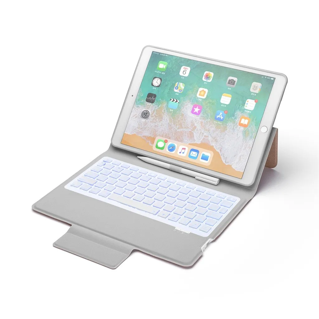 20% Bluetooth клавиатура чехол с карандашом держатель для iPad pro/Air 10,5 дюймов с подсветкой Клавиатура чехол карандаш держатель