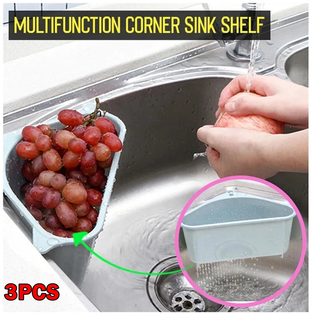 3pcs Kitchen Sink Storage Holder Multifunctional Shelf Rack Sucker Multi Purpose Washing Bowl Sponge New | Дом и сад