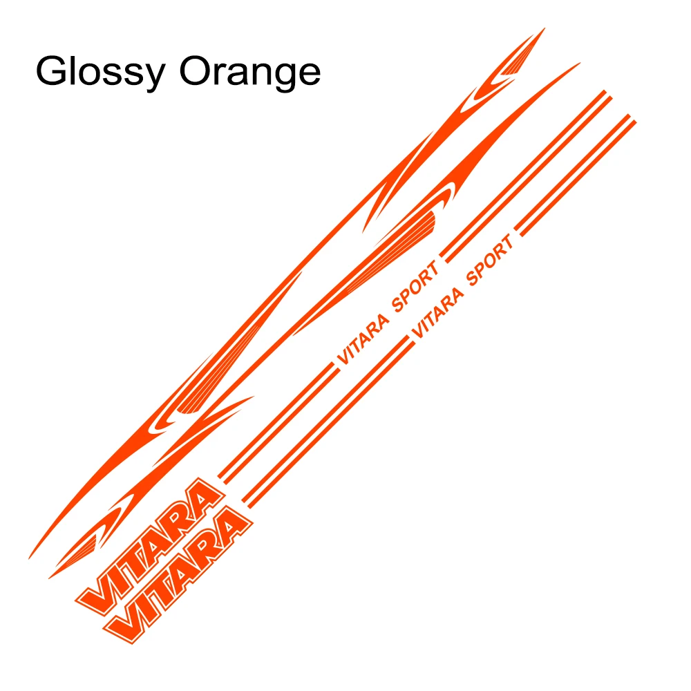 Glossy Orange Светоотражающие боковые наклейки для двери автомобиля для Suzuki Vitara, виниловые автомобильные боковые полосы, наклейки на юбку, наклейки на тело, аксессуары - Название цвета: Glossy Orange