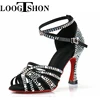Loogtshon  Rhinestone ballroom dance shoes women Salsa dance shoes women Professional tango Latin Shoes style high