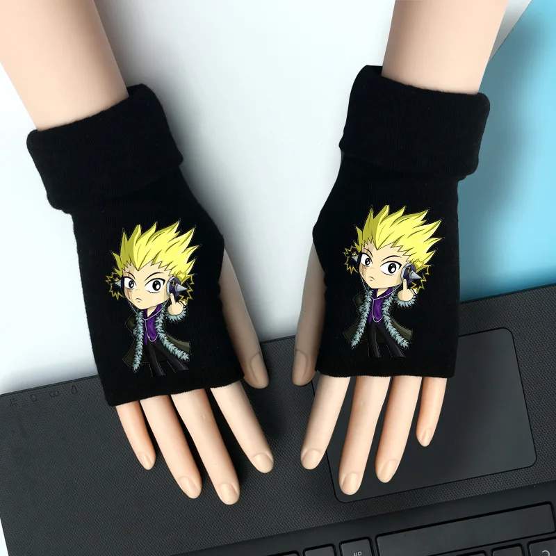Сказочный хвост Natsu Lucy Серые вязаные перчатки хлопковые теплые наполовину пальцевые наручные варежки модные аксессуары для косплея подарок зима