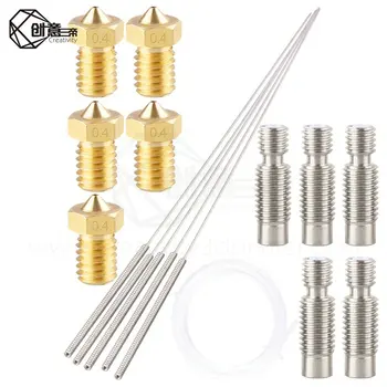 

0.4mm V5 V6 Brass Extruder Nozzle with Cleaning Needle Print Head 0.4mm Drill 2M PTFE Teflon Tube for E3DV6 3D Printer