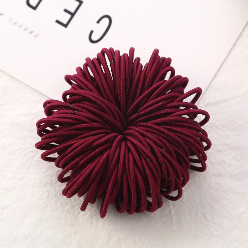 05 100 шт./упак. детская Для женщин повязка на голову, повязка для волос из нейлона эластичной резинкой толщиной 2 мм ободки для волос хвостик Детские Для женщин заколка для волос - Цвет: 05