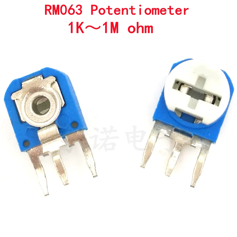 20pcs RM063 RM-063 vertical 100 200 500 1K 2K 5K 10K 20K 50K 100K 200K 500K 1M ohm Trimmer Potentiometer variable resistor 103