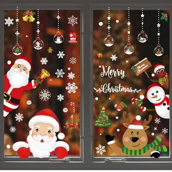 

2020 Navidad Decor 1set Christmas Window Sticker Pattern Xmas Noel Gifts Christmas Decorations for Home Ornaments 2021 New Year