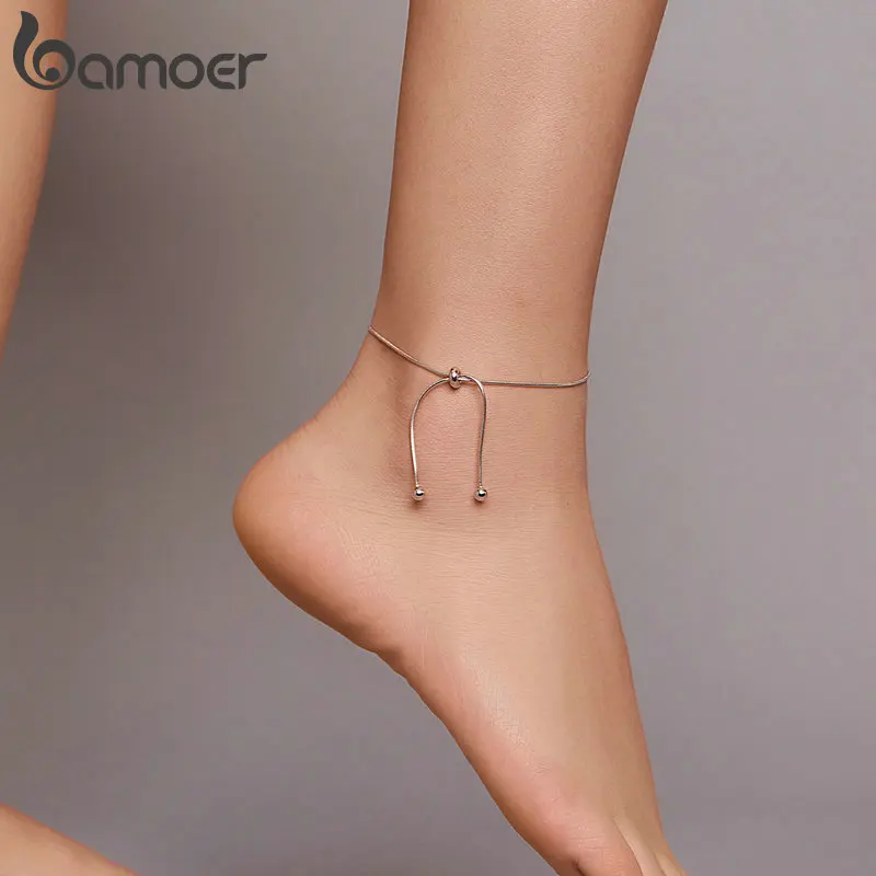 bamoer Genuine 925 Sterling Silver Adjustable Snake Charm Anklet for Women Foot Bracelet Jewelry Minimalist Jewelry SCT016 bamoer Genuine 925 Sterling Silver Adjustable Snake Charm Anklet for Women Foot Bracelet Jewelry Minimalist Jewelry SCT016