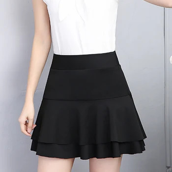 

Summer Double Layer 3XL Short Skirts Women 2020 Summer A line Stretchy High Waist Pleated Skirt Female Casual Elegant Mini Skirt