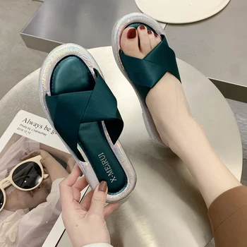 

Rubber Slippers Summer Women's Shoes Slides Low Pantofle Soft Flat 2020 Rome PU Shoes Women Rubber Slippers Pantofle Low