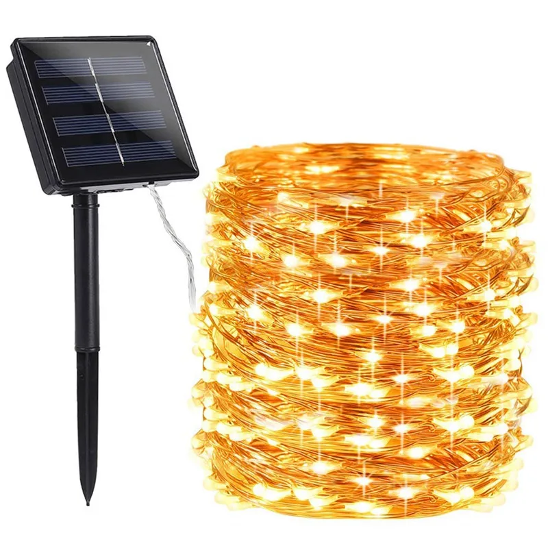 led solar tube christmas day light string copper wire pvc rainbow tube outdoor waterproof garden decorative light string usb 50/100/200 LED Solar Light Outdoor Lamp Copper Wire String Light Waterproof Garden Garland Chrismas Holiday Party Decoration