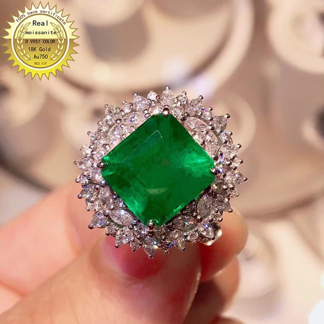 10K Gold Ring, Synthetic Emerald Ring, Green Emerald Ring, Green Glass Ring,  Emerald Cut Ring, 3 Carat Ring, Green, Vintage Ring, Size 6.25