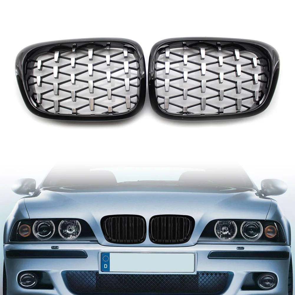 

Car Upper Mesh Grill For BMW E39 5Series 520i 525i 535i 540i M5 1999-2003 Diamond Meteor Latest Style ABS Front Kidney Grille