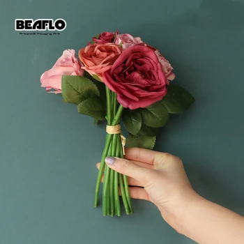 

1Bouquet 9 Heads Artificial Flower Roses Fake Wedding Flowers Silk Flowers Home Decoration Plants Wall Garden Decor