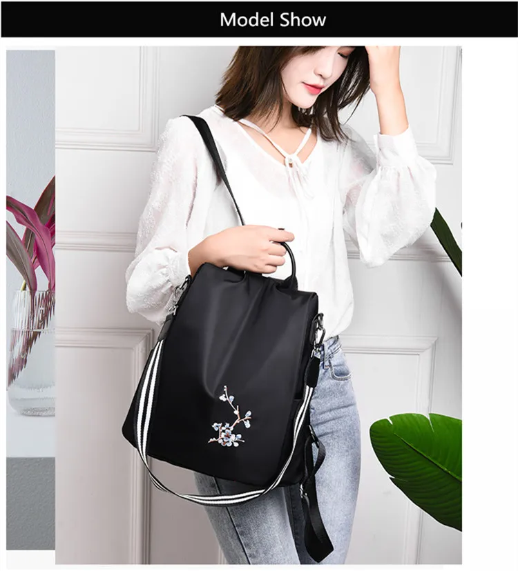 FengDong, Женский винтажный рюкзак с черным цветком, Противоугонный, маленький рюкзак для путешествий для девочек, водонепроницаемый, Оксфорд, Цветочный, школьный рюкзак