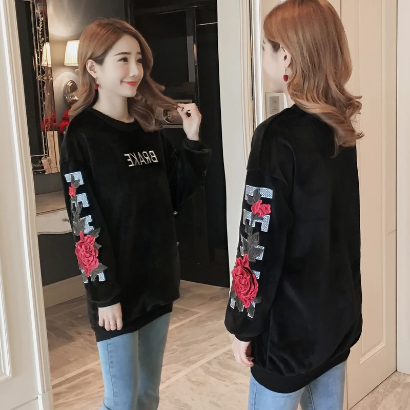 

#0259 Winter Casual Loose Long Sleeve Sweatshirts Women Plus Size 4XL Cotton O-neck Printed Sweatshirt Ladies Korean Streetwear