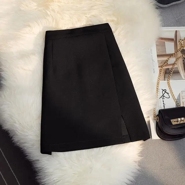Women's Skirt High Waist Slit Skirt Mini Short Skirts Women's Plaid Skirt High-waisted Skirt Kawaii Korean Fashion Vintage black
