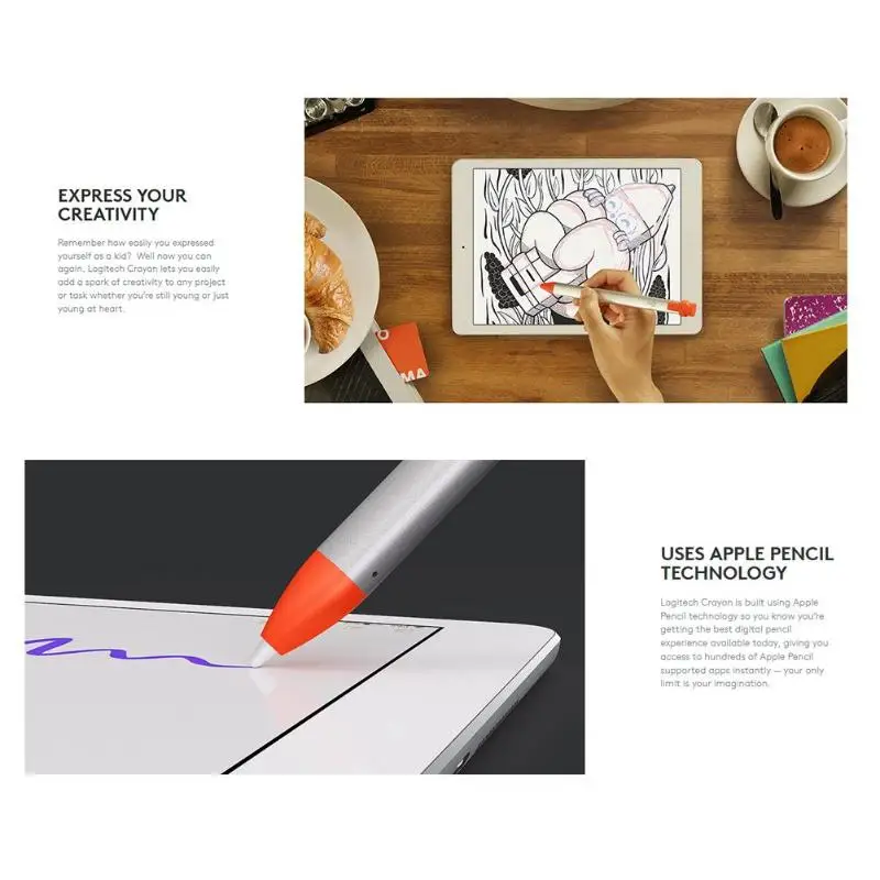 Logitech Crayon Stylus ручка для iPad Pro 11/12. 9 Mini 5th Gen Air 3rd Gen портативная креативная цифровая ручка для сенсорного экрана для студентов