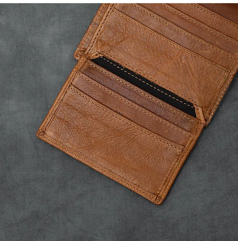 AETOO Винтажный Мужской вертикальный бумажник из восковой кожи, короткий бумажник, старый классический маленький кошелек из воловьей кожи