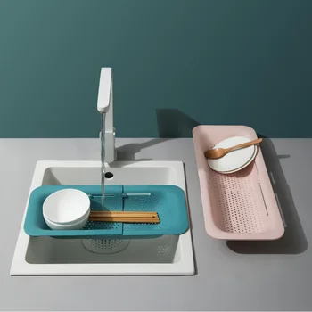 

2020 Retractable vegetable basin draining basket plastic fruit storage kitchen accessories organizer housekeeping organization